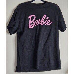Barbie T-Shirt Women SZ Large Black Pink 100 % Cotton Mattel Brand